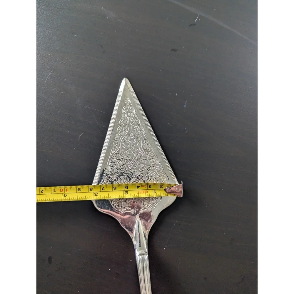 Vintage Silver Tone‎ Plated Wedding Cake Server Triangle Top 12